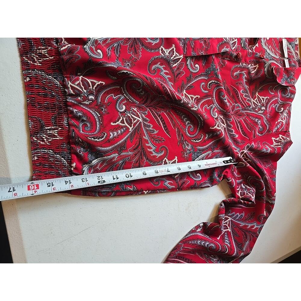 Alfred Dunner Women's Sz 16W Red Paisley Floral Long Sleeve Blouse Flowy Casual - Picture 7 of 9
